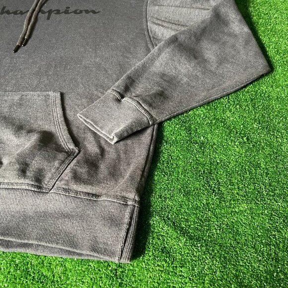 Champion Long Sleeve Powerblend Fleece Iconic Logo Grey Hoodie Sweatshirt Size L - Picture 4 of 14